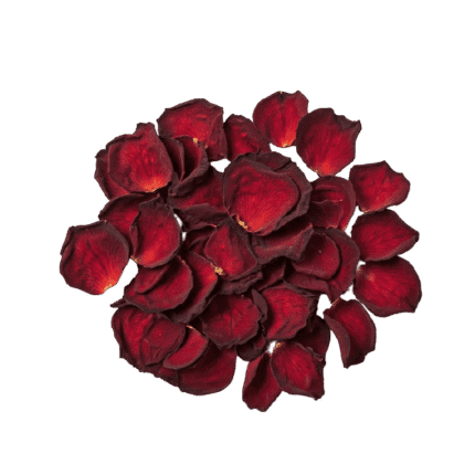 Deep red dried rose petals, showcasing high-quality organic products for a natural health and wellness lifestyle.