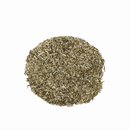 Chopped dried yarrow herb (cut), a natural health organic product for traditional Bavarian wellness care.