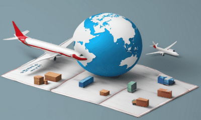 Globe with cargo planes and trucks, representing global shipping of high-quality organic and conventional products.