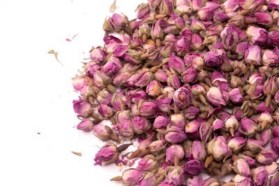 Detailed view of dried pink rose buds
