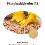 An image displaying bulk Phosphatidylserine PS powder ingredient, featuring a sunflower and soybeans to indicate its natural plant-derived sources.